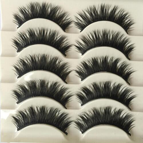 5 Pairs Sexy 3D Cross Thick Long False Eyelashes Dance Cocktail Fake Eye Lashes