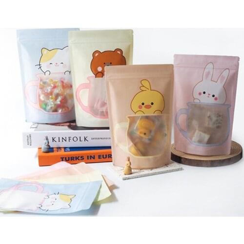 50Pcs Cartoon Cute Ziplock Bag Biscuits Snowflake Crisp Packaging Candy Nougat Bakery Food Sealed Plastic Bags