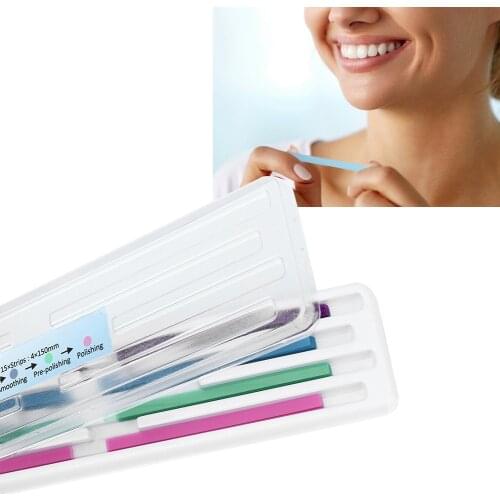 60 Pcs Dental Fiber Materials Abrasive Strips Teeth Polishing Smoothing Finishing Gloss Contouring Tools Kit Ncludes Four Colors