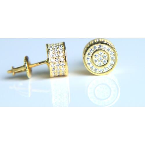 9mm 2018 Ice out Real micro pave cz GOLD color ROUND Cool mens hip hop silver color screw back earrings for women/men