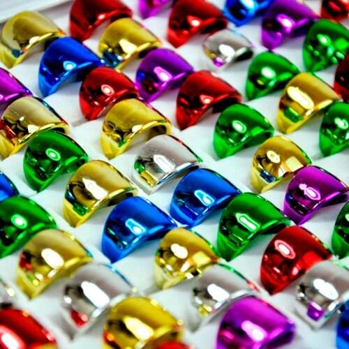 15 Pcs Lot Glisten Mixed Colors Plastic Plating Color Rings For Childrens Boys Girls Fashion Kids Jewelry Lots LR4046