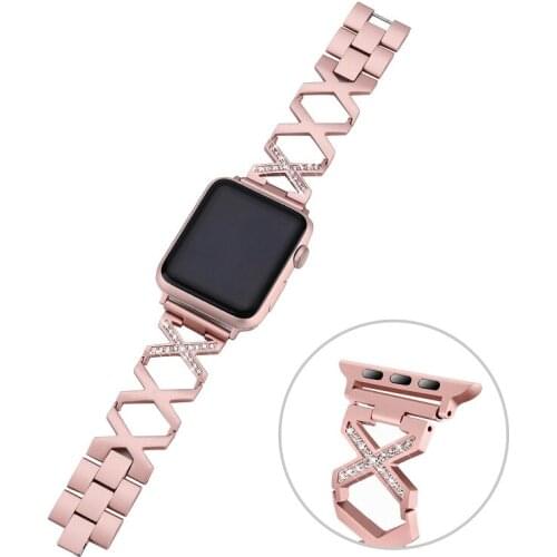 Stainless Steel Diamond Strap For Apple Watch 6 5 4 3 2 1 SE Women Lady Style Watchband For iWatch 44MM 40MM 42MM 38MM Bracelet