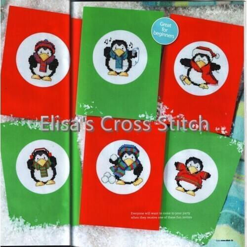 CD176 14ct DIY Invitation Greeting Card Special Popular Full Set CrossStitch Greeting Card Cake Birthday Christmas Gift Penguin