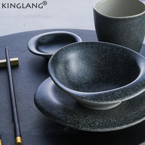 KINGLANG Design Irregular Nordic Stone Rice Bowl for Restaurant Pebbles Feeling Smooth Sauce Dish Tableware Art
