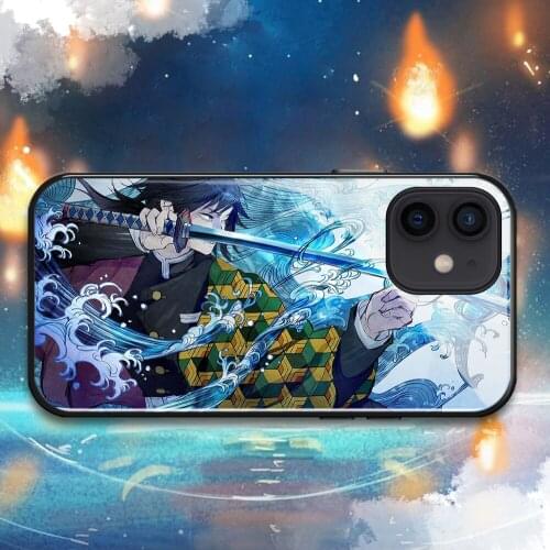 Demon Slayer Tomioka Giyuu Phone Case For Iphone X XR XS Max 11 11Pro 12Mini 12Pro 6 6s 7 8 Plus Tempered glass shell Cover