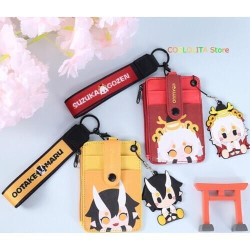 Anime onmyoji Suzuka Gozen Bus Card Case Men Women Student Meal card Keychain Card Case Cartoon Toys Key rings Xmas Gifts