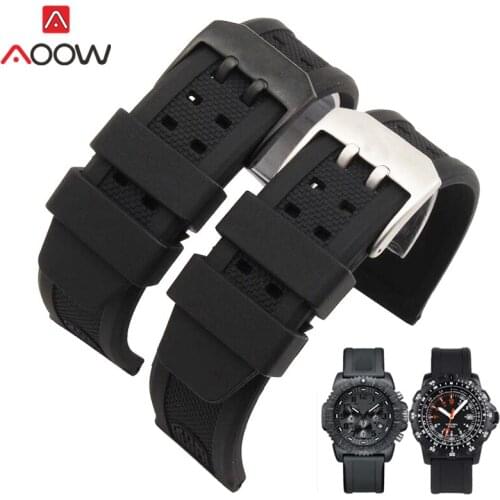 23mm Black Silicone Strap Watchband Men Sport Waterproof Rubber Replacement Bracelet Wrist Band for Luminox 1820 7251 3050 3051