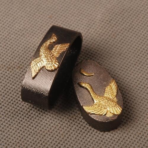 Delicate Pattern Sword Fittings Fuchi & Kashira for Japanese Samurai Katana or Wakizashi or Tanto Elegant Metal Crafts KFA15