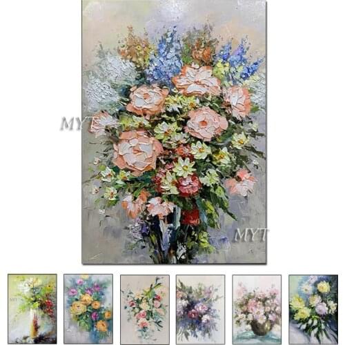 2021 New Vase Flower Handmade Oil Painting Canvas Wall Art Oil Paintings Canvas Knife Art Home Decoration Wall Pictures