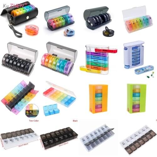 1pcs 7Days Pill Box Travel Weekly Medicine Organizer Case Round Container Day And Night Marking Pill Sorting Vitamin Supplement