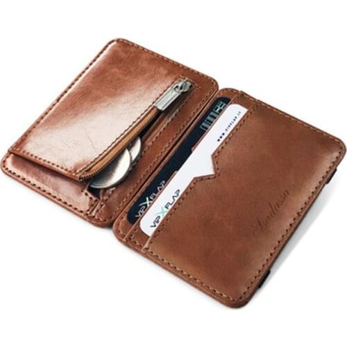 Mens Card Wallet Short Matte Leather Retro Multi-card Frosted Fabric Money Card Holder New Minimalist Purse Transparent Coins