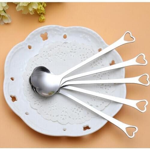 Creative Heart Shape Stainless Steel Tea Coffee Spoon Dessert Sugar Stirring Spoon Ice Cream Yogurt Honey Spoon Kitchen Gadgets