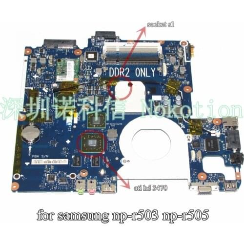 NOKOTION BA92-05907B BA92-05907A Notebook PC Motherboard For Samsung R505 Main Board Sockets1 DDR2 ATI Free CPU