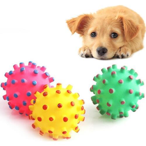 Cute Pet Dog Cat Toys Squeaking Sound Chew Soft Rubber Thorn Ball Pet Supplies Bite-resistant Puppy Toys for Large Small Dogs