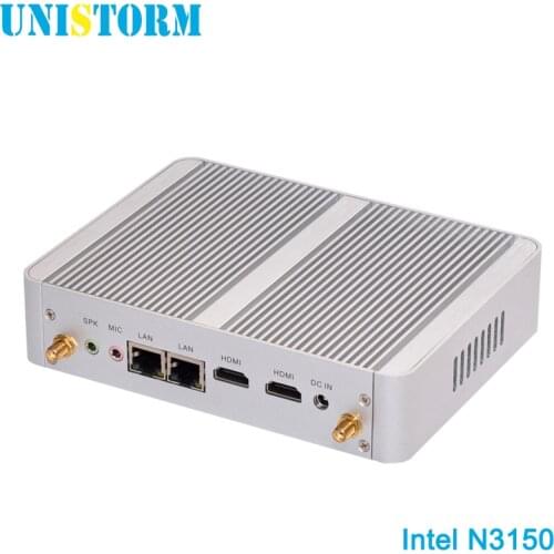 Intel Fanless N3150 Mini PC Celeron Quad Core 1.6~2.08GHz Windows 10 Mini Computer HDMI WiFi Dual LAN TV Box Free Shipping