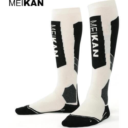 MKSK2017002 High Quality Men/Women Mercerized Merino Wool Ski Socks Outdoor Thicken Terry Thermal Sports Long Socks Knee High