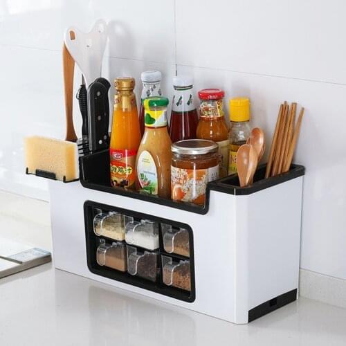 Multifunctional Seasoning Spice Storage Rack Seasoning Bottle Storage Organizer Knife Holder Box Rack Set Kitchen Supplies