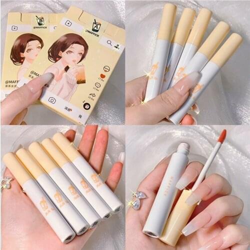 5 Pcs/set Cigarette Lip Gloss Set Smooth Moisturizing Lips Makeup Matte Velvet Waterproof Non-stick Cup Long Lasting Lipstick
