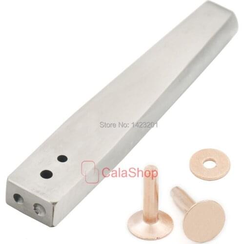 One 304 Burrs Setter Tool Fasteners Permanent and 6 pcs / Lot 12mm x 4mm x 19mm Solid Copper Rivets Gauge Leathercraft Tack