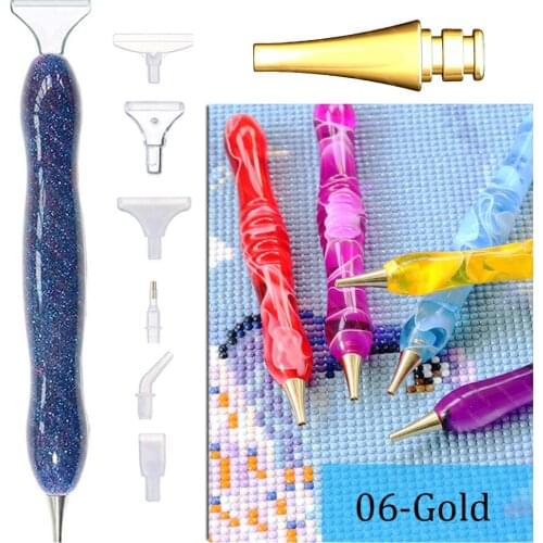 New 5D DIY Diamond Painting Tool Resin Point Drill Pen With Metal Point Drill Pen Heads And Replaceable Multi Placer Tip