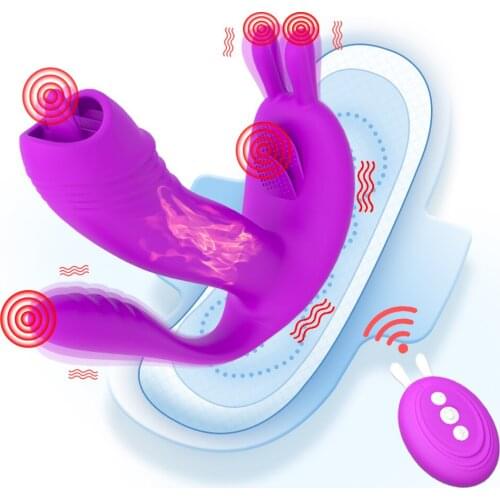 Wear Tongue Dildo Vibrator Sex Toys for Couple Orgasm Masturbator Dual Motors Wireless Remote Heat Vibrators for Women Panties
