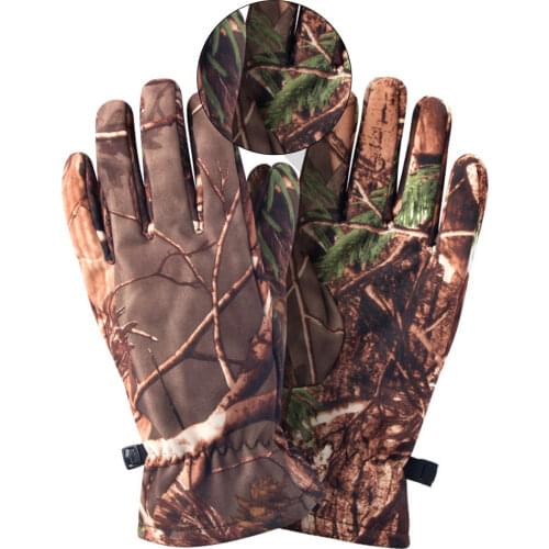 1 Pair Of Camo Hunting Gloves Full Finger Gloves Outdoor Hunting Camouflage Gear For Hunting