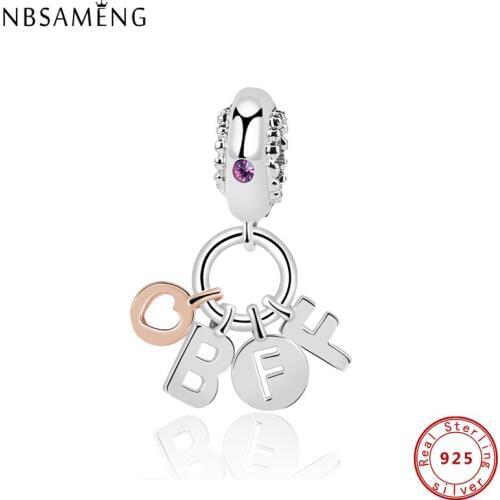Authentic 925 Sterling Silver Charms Bead Fit Original Bracelet Best Friends Forever Pendant Charm Women DIY Jewelry