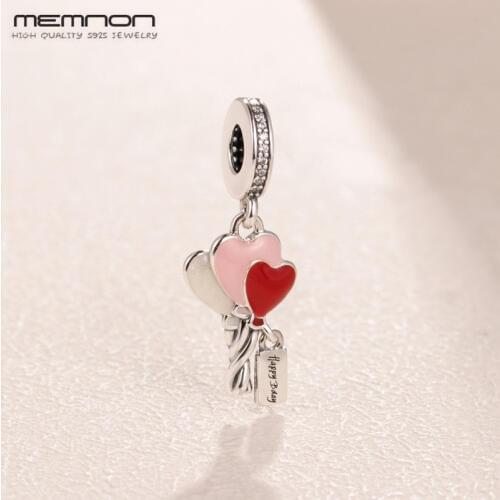 925 Sterling Silver Heart Balloons Pendant Enamel Charms beads fit Original charm bead bracelets bangles necklace DIY for women