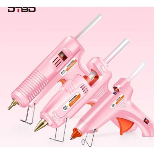 DTBD 70W 150W Professional Pink Hot Melt Mini Glue Gun Set With 7mm 11mm Hot Glue Gun Sticks For DIY Repair Hools Women Tool