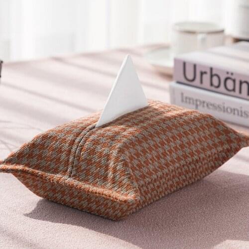 Simple living room household paper towel bag coffee table pumping box woolen desktop nordic napkin cover