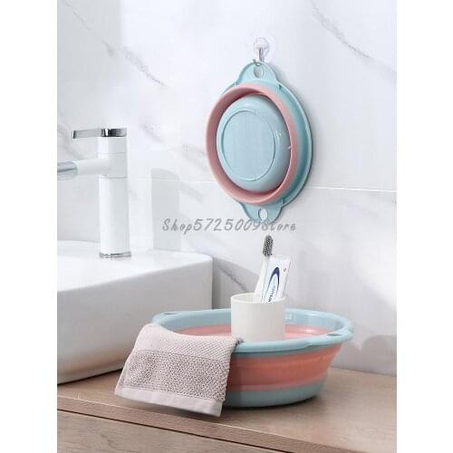Folding Washbasin Travel Portable Water Basin Household Washing Basin Plastic Basin Student Dormitory Thickened Foot Basin