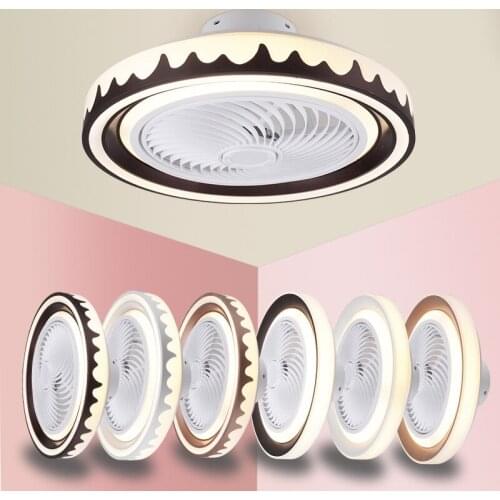 Modern simple Nordic macaron intelligent fan chandelier, ultra thin bedroom dining room study invisible ceiling LED lamp