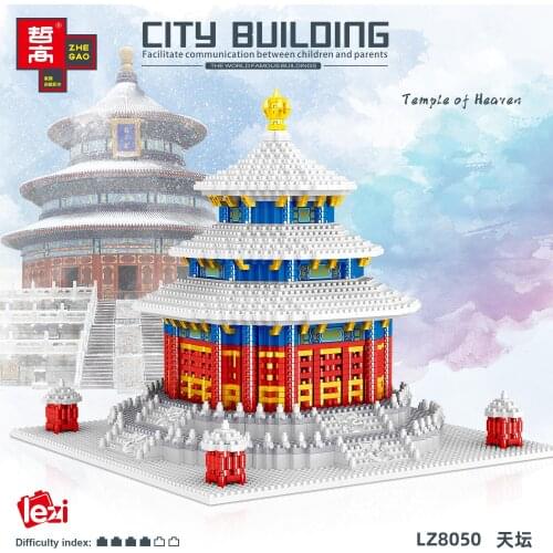 LZ8050 Temple of Heaven Building Block Building Miniature Diamond Particles Assembling Toy Model for Children Gifts