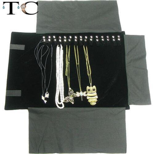 Super Black Jewelry Display Rolls Travel Portable Organizer Bracelete Bag Folding For Necklace Chain Accessories Storage Pouch