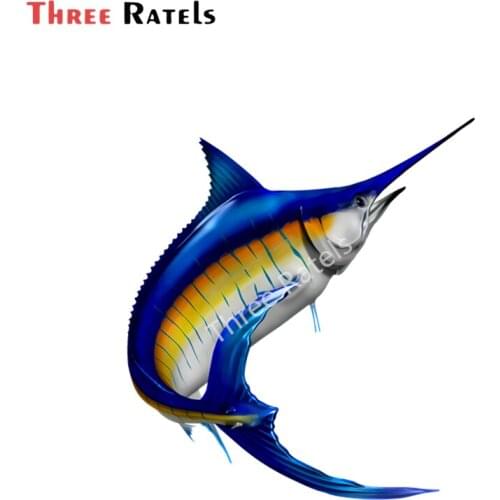Three Ratels A858 Cool 3D Blue Marlin PVC Fishing Fish Sticker Wall Car Decal Window Bumper Car Styling