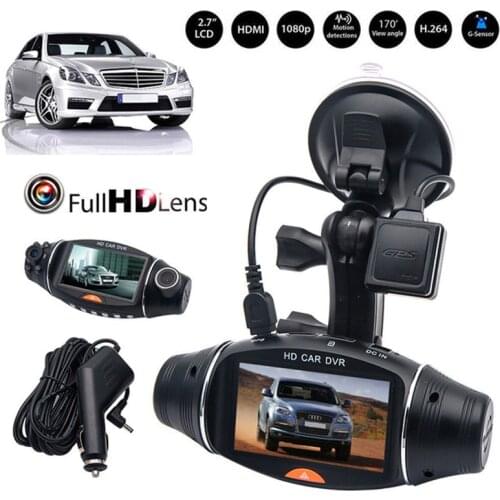 Dash Cam Night Vision HD Video Recorder 2.7 Inch Camera G-sensor Dual Lens DVR R310 Car Camera Infrared 1080P GPS Logger TFT LCD