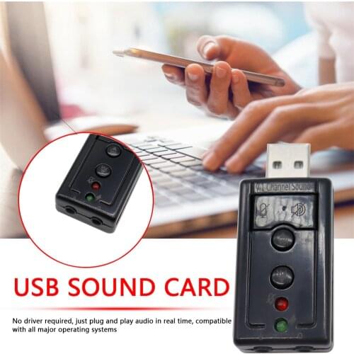 Virtual 7.1 Channel Sound Card External USB 2.0 Audio Mic Speaker Adapter Microphone Stereo 3.5mm Jack Headset Sound Card