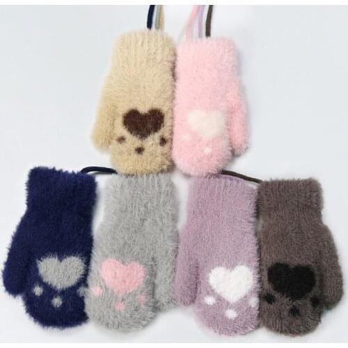 Cold Proof And Warm Keeping Thickening Soft Mittens Childrens Winter Kids Breathable Full Finger Gloves Baby for 1-4 Years Old