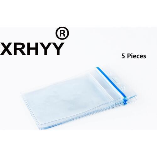 XRHYY 5 Pack Heavy Duty ID Card Badge Holder With Blue Waterproof Type Resealable Zipper PVC Clear Bag - Vertical Style