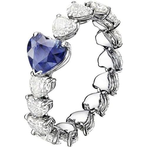 CAOSHI Romantic Finger Rings for Women Luxury Full Paved Heart Shape Cubic Zirconia Delicate Wedding Party Jewelry Birthday Gift