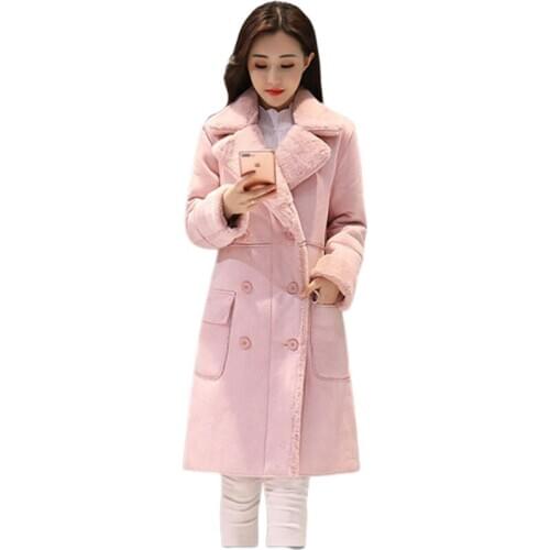Women Long Coat Autumn Winter Warm Velvet Thicken Faux Suede Jacket Outwear 3XL Fur Coat Thick Cotton Padded Female Parka