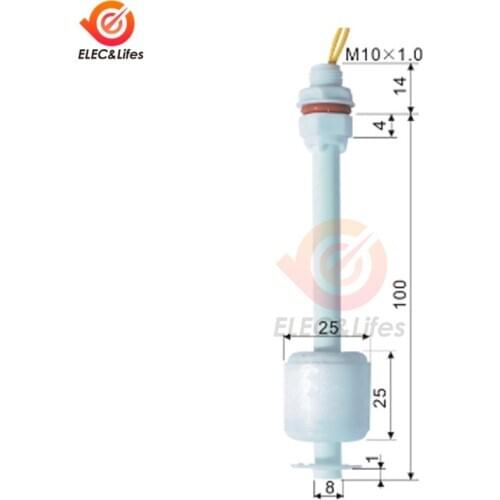 ZP10010 M10*100MM PP Liquid Water Level Sensor Cable Float Switch 110V Plastic Float Switch Detector Level Sensor Tools
