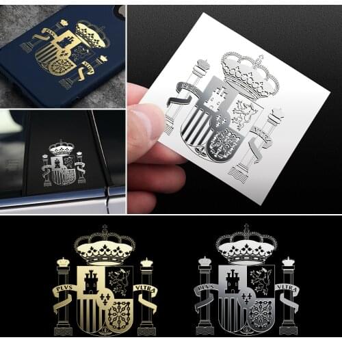 1pcs/2pcs Car Sticker Gold/Silver Nickel Metal Stickers For Spain Mobile Phone Car Body Windows Auto Stying Decorations