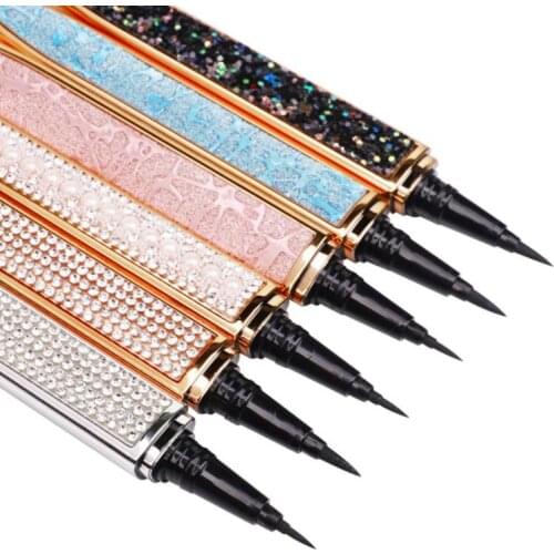 1PC Self-adhesive Eyeliner Pen Glue-free Magnetic-free False Eyelashes Waterproof Diamond Bling Eye Liner Makeup TSLM1