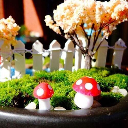 10pcs/bag Mini Foam Mushrooms Simulation Plants Micro Landscape Potted Ornaments Childrens Early Education Model 23*16*10mm