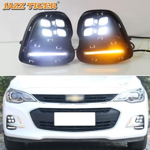 12V Daytime running lights For Chevrolet Cavalier 2016 2017 2018 Drl with turn signals LED For cars auto Fog lights headlights