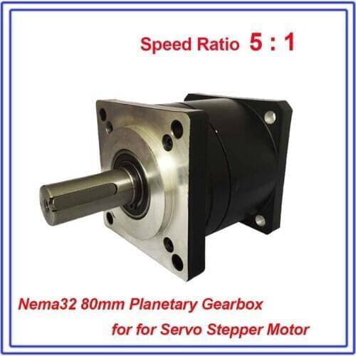 5:1 Ratio 80mm Nema32 5 Planetary Gearbox for Servo Stepper Motor Speed Reducer Shaft 19mm Carbon Steel Gear
