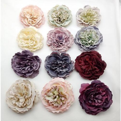 5pcs 8cm Artificial Silk Peony Flower Heads Paeonia lactiflora DIY Wedding Wall Arch Home Party Decorative floral Flowers Acces
