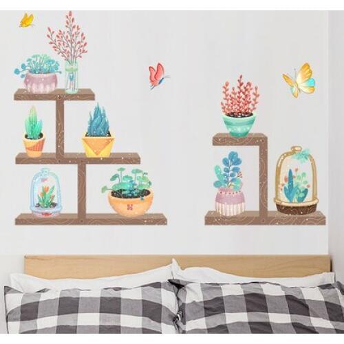 83*120cm Creative Wallpaper Green Plants Wall Sticker for Bedroom Living Room Decoration Wall Art Mural Poster