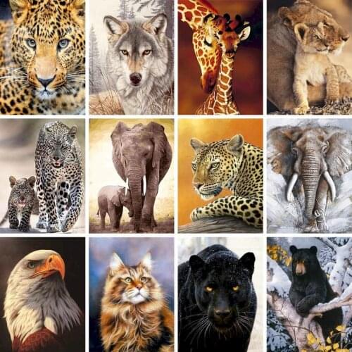 GATYZTORY DIY Diamond Painting Animal Picture Rhinestone Kits Cross Stitch Mosaic Artwork Handmade Gift Home Decor